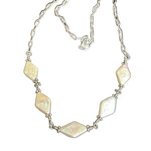 Vintage Cultured Baroque Pearls Necklace With Sterling Silver Chain 18" long